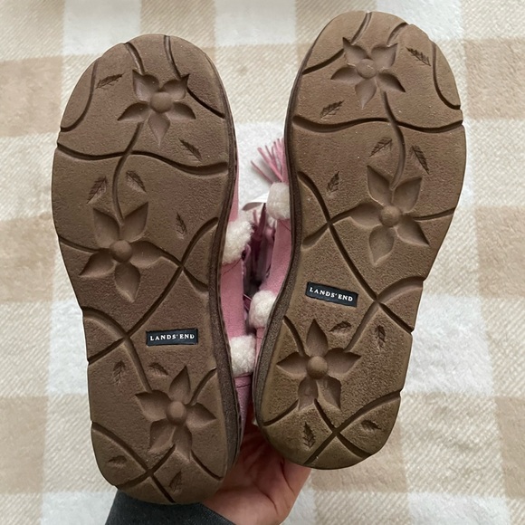 Lands' End G Faux Sherling with Tassels Pink Kids Boots with Cream Accents Girl - Picture 3 of 9